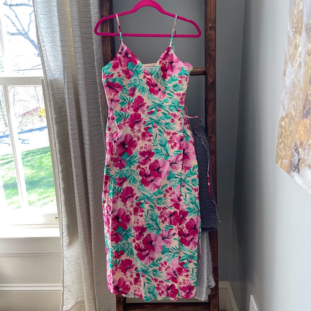 EUC J Crew floral wrap dress - size 4 100% cotton